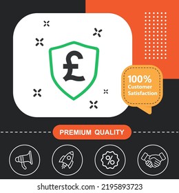 pound and shield icon. With orange and black background