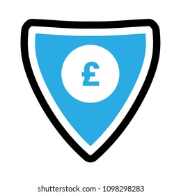 Pound and shield icon. Vector illustration.  Designed for for banks or exchange offices