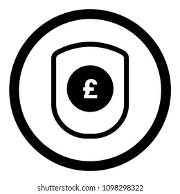 Pound and shield icon. Vector illustration.  Designed for for banks or exchange offices