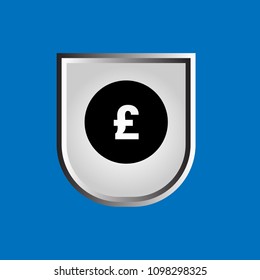 Pound and shield icon. Vector illustration.  Designed for for banks or exchange offices