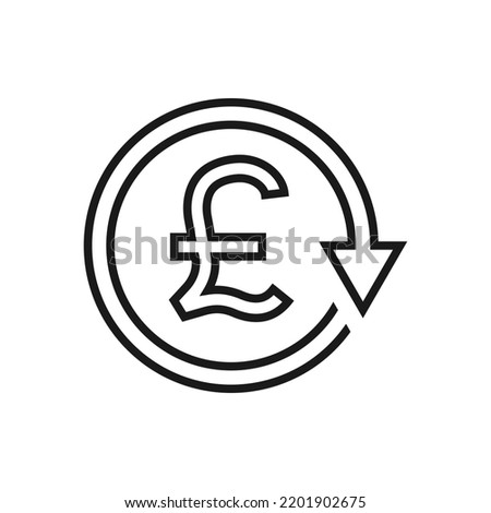 Pound sign in circular arrow. Chargeback, refund, return money icon line style isolated on white background. Vector illustration