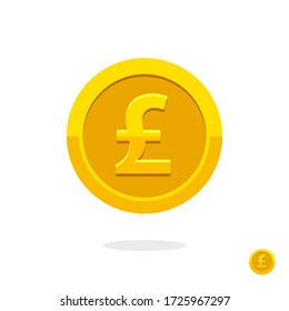 Pound sign. Coin icon. English currency pound. Vector money symbol. Bank payment symbol. Golden coin. Golden pound. Finance symbol. Currency symbol. Currency exchange. Pound money. Cash icon.