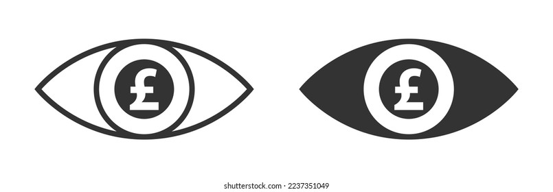 Pound sign in the eye icon. Vector illustration.