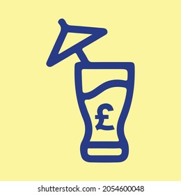 Pound sign in a glass cup or logo isolated sign symbol with US Dollar Currency Icon. Can be used for web, mobile, infographic and print.