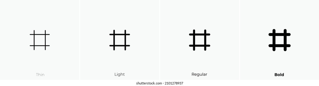 pound sign icon. Thin, Light Regular And Bold style design isolated on white background
