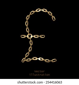 Pound sign made with  golden shiny chains