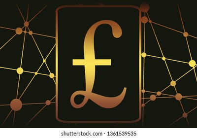 Pound sign. Molecule And Communication Background. Vector brochure or report design template. Connected lines with dots.