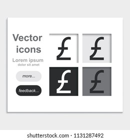 Pound sign placed on web page template flat vector icon.