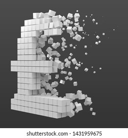 pound sign shaped data block. version with white cubes. 3d pixel style vector illustration. suitable for blockchain, technology, computer and abstract themes.