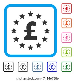 Pound Stars icon. Flat gray pictogram symbol inside a light blue rounded square. Black, gray, green, blue, red, orange color versions of Pound Stars vector.