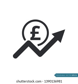 Pound Sterling Up Arrow Investment Icon Vector Template Flat Design