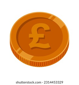 Pound Sterling Coin Bronze Money GBP Vector
