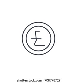 Pound Sterling currency coin thin line icon. Linear vector illustration. Pictogram isolated on white background