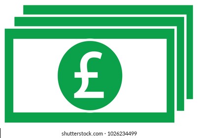 Pound Or Pound Sterling Currency Icon Or Logo Vector On A Bank Note Or Bill. Symbol For United Kingdom Or Great Britain And England Banking Or British And English Finances.