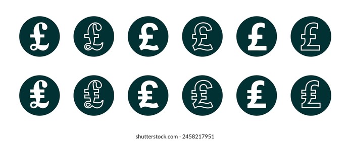 pound sterling currency icon set, solid and outline design, simple to use for business needs and to complement presentations. vector eps 10.