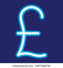 Pound Sterling currency symbol with blue neon light effect