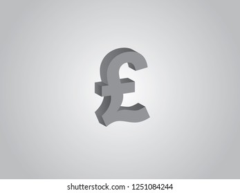 Pound sterling currency vector in gray color for Great Britain on light background illustration