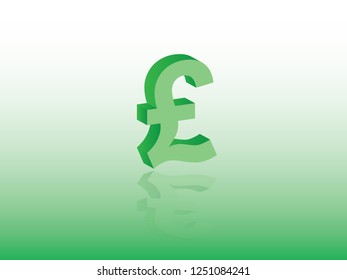 Pound sterling currency vector in green color for Great Britain on light background illustration