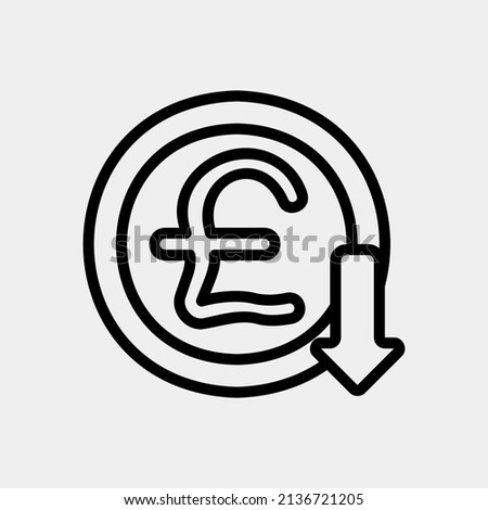 Pound sterling down icon in line style about currency, use for website mobile app presentation