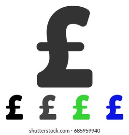 Pound Sterling flat vector icon. Colored pound sterling gray, black, blue, green pictogram variants. Flat icon style for graphic design.