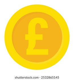 Pfund Sterling Goldmünze flache Vektorsymbol für mobile Apps, UI oder Web-Design