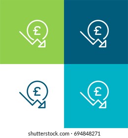 Pound sterling green and blue material color minimal icon or logo design