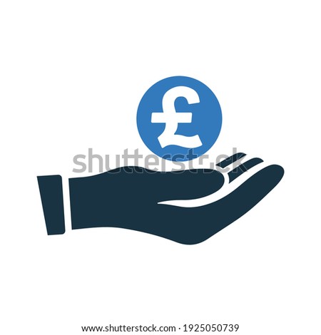 Pound sterling hand icon. Vector graphics.