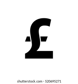 Pound sterling icon. Black icon isolated on white background. Pound sterling simple silhouette. Web site page and mobile app design vector element.