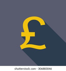 Pound sterling icon. Flat vector related icon with long shadow for web and mobile applications. It can be used as - logo, pictogram, icon, infographic element. Vector Illustration.