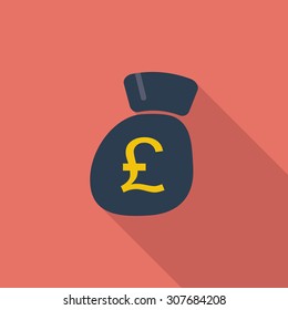 Pound sterling icon. Flat vector related icon with long shadow for web and mobile applications. It can be used as - logo, pictogram, icon, infographic element. Vector Illustration.