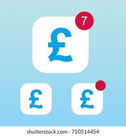 Pound Sterling Icon With Notification