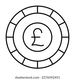 Pound Sterling Outline bold Vector Icon which can be easily modified or Edited 