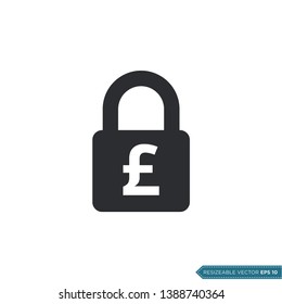 Pound Sterling Padlock Money Sign Icon Vector Template Flat Design