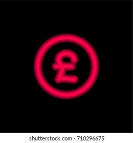 Pound sterling red glowing neon ui ux icon. Glowing sign logo vector