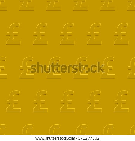 Pound sterling seamless pattern on a gold plate. Pattern and background are located on different layers