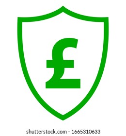 Pound sterling and shield on white