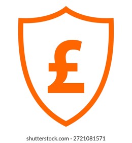 Pound sterling and shield on white
