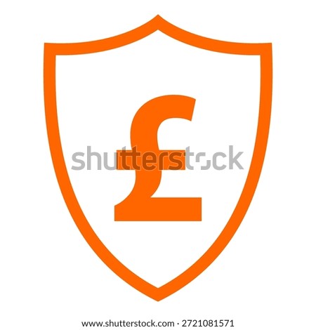 Pound sterling and shield on white
