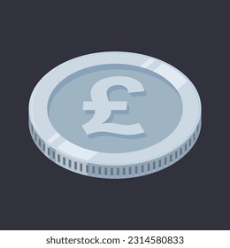 Pound Sterling Silver Coin GBP Money Vector