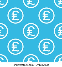 Pound sterling symbol in circle, repeated on blue background