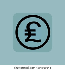 Pound sterling symbol in circle, in square, on pale blue background