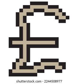 Pound sterling symbol icon pixel art. Vector illustration