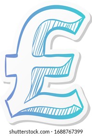 Pound sterling symbol icon in sticker color style. UK currency, British, Europe