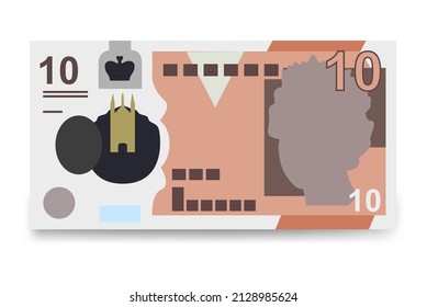 Ilustración del vector esterlina de libras. El Reino Unido, Guernsey, Isla de Man, Jersey pusieron billetes en racimo. Dinero en papel 10 GBP. Estilo plano. Aislado sobre fondo blanco.