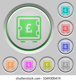 Pound strong box color icons on sunk push buttons