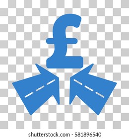 Pound Success Roads vector pictograph. Illustration style is a flat iconic cobalt symbol on a transparent background.