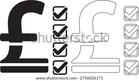 Pound symbol with checkmarks black white
