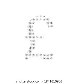 The pound symbol filled with black dots. Pointillism style. Vector illustration on white background