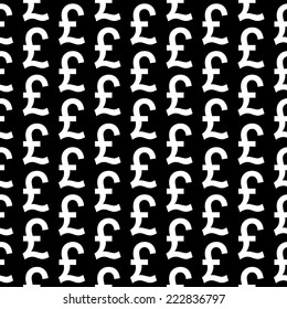 Pound symbol seamless pattern on black background. Vector illustration.