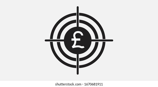 Pound in the target icon. Vector illustration icon. Simple icon. Investment target icon.